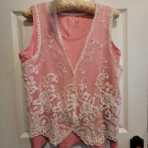 VGUC Sheer Embroidered Vest